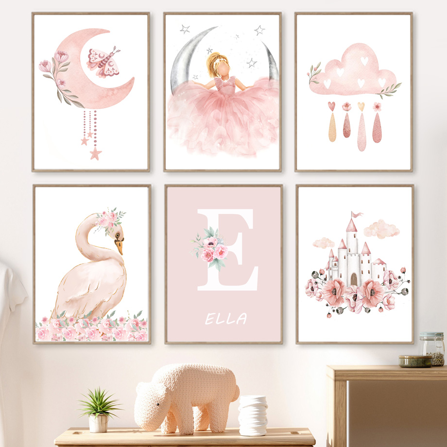 Baby Nursery Things - Pink Angel Girl Sun Moon Cloud