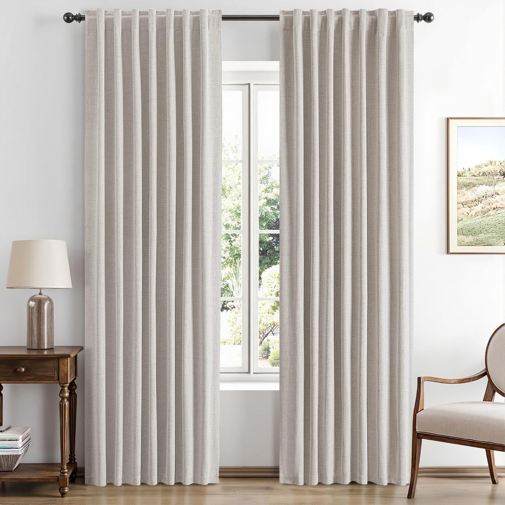 Blackout Curtain Nursery - 100% Blackout Linen Curtains for Bedroom,