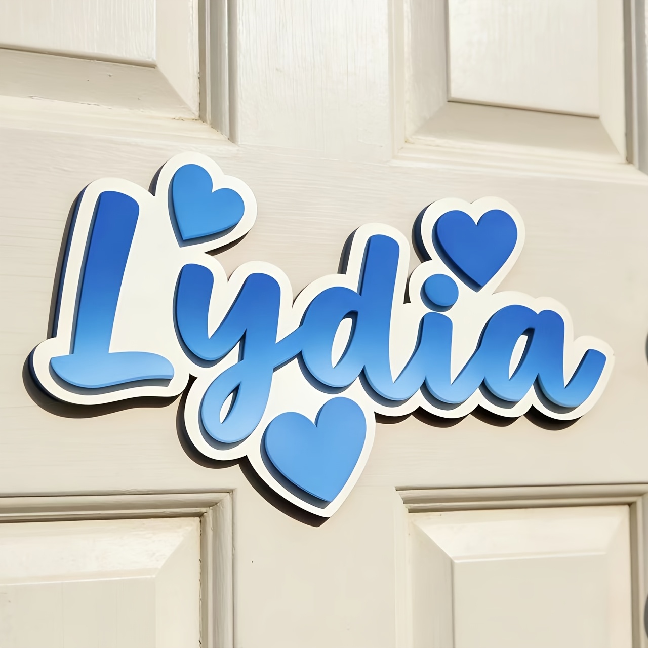 Baby Nursery Decorations - Personalized Gradient Heart Name Sign, Customizable