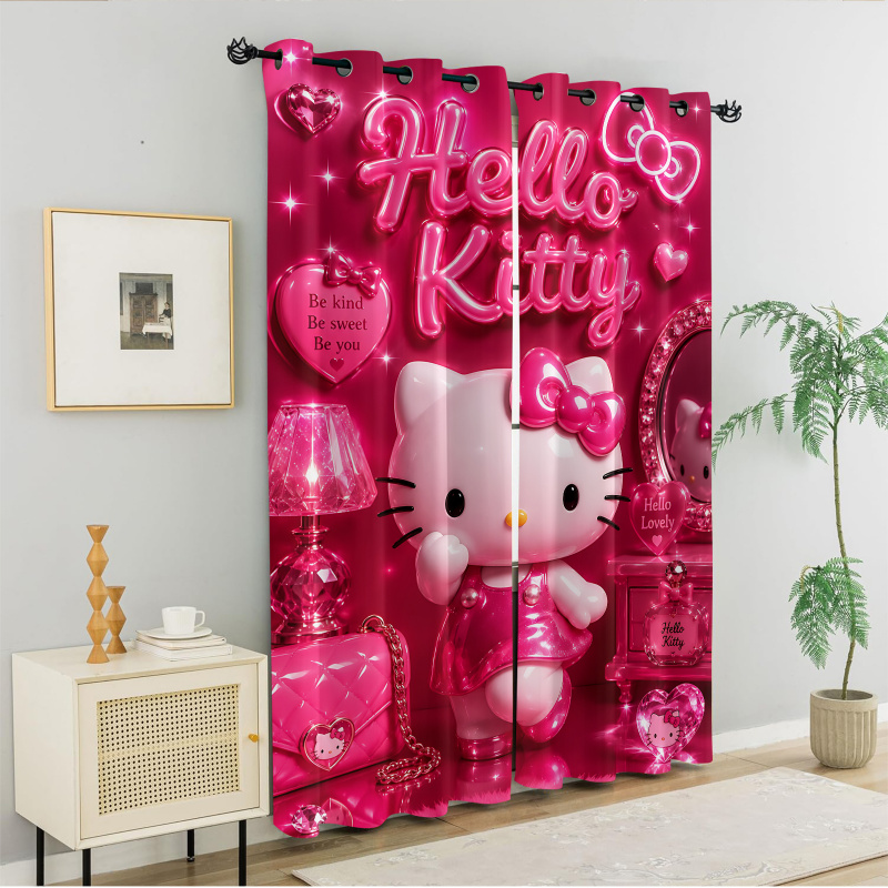 Blackout Curtain Nursery - 2Pcs Hello Kitty Rose Blackout Curtains
