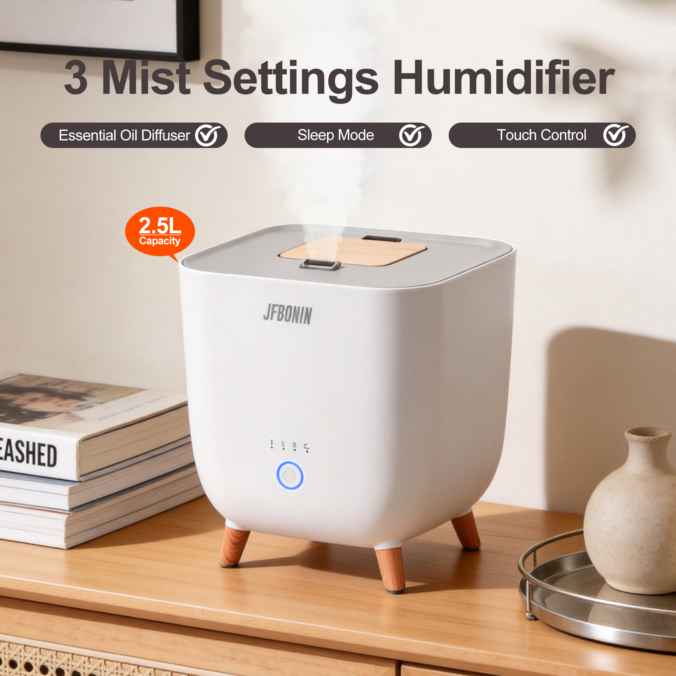 Humidifier Nursery Quiet - Smart Aromatherapy Humidifier, Warm Mist Ultrasonic