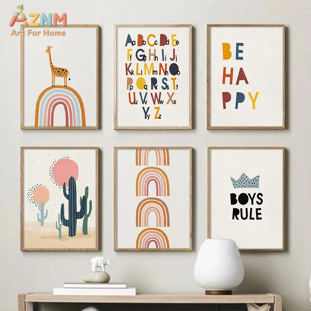 Baby Nursery Things - Rainbow Alphabet Poster Educational ABC Letter