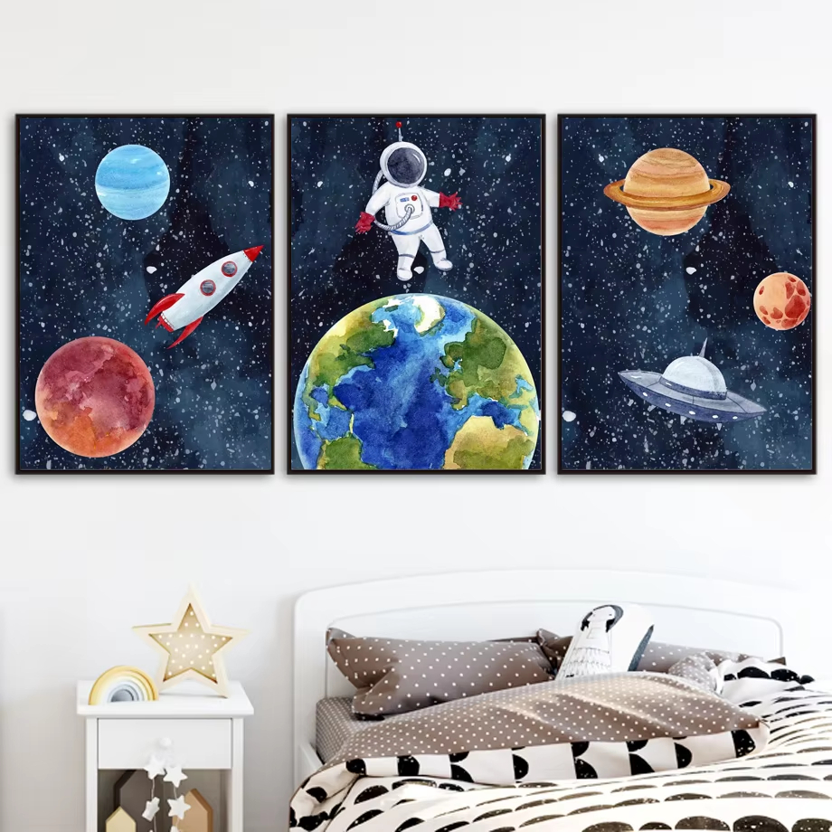 Baby Nursery Mirror - Space Astronaut Planet Rocket Earth UFO