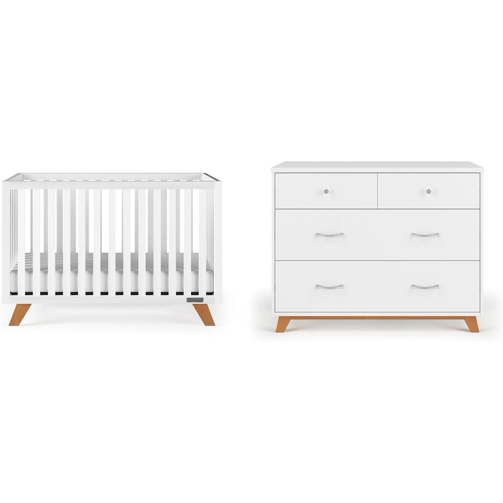 Convertible Crib Set - 2-Piece Nursery Set: 4-in-1 Convertible Crib