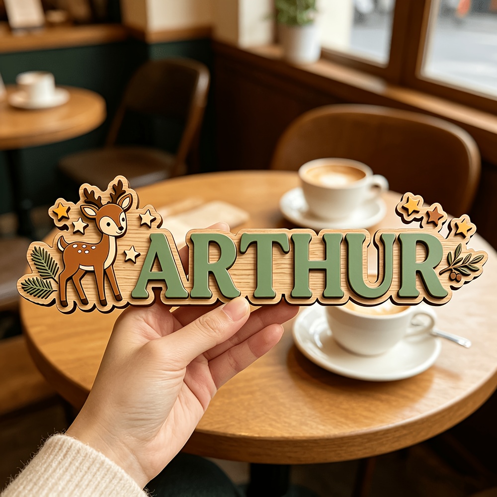 Baby Nursery Decorations - Custom Deer & Star Wooden Name