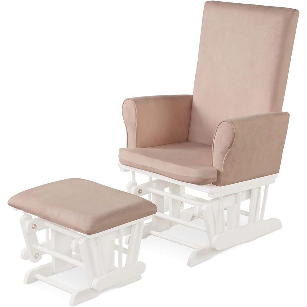 Baby Nursery Ottoman - Wooden Glider and Ottoman Set, Pink