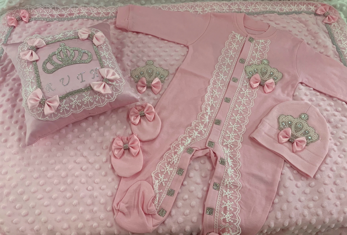 Convertible Crib Set - 5pcs Baby Girl Outfits Set Welcome