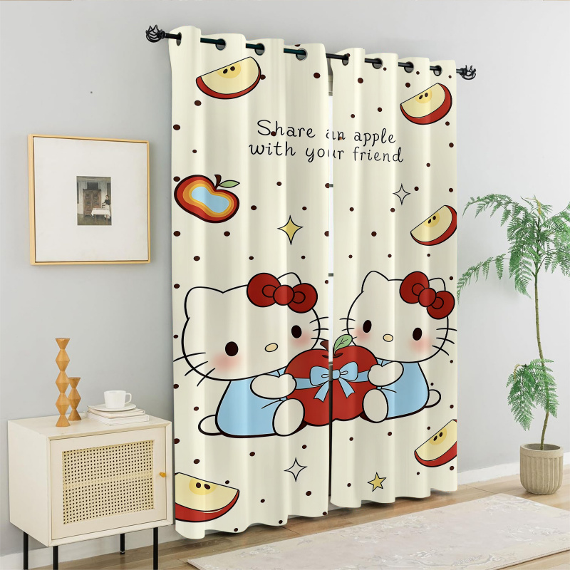 Blackout Curtain Nursery - 2Pcs Hello Kitty Blackout Curtains LOVE