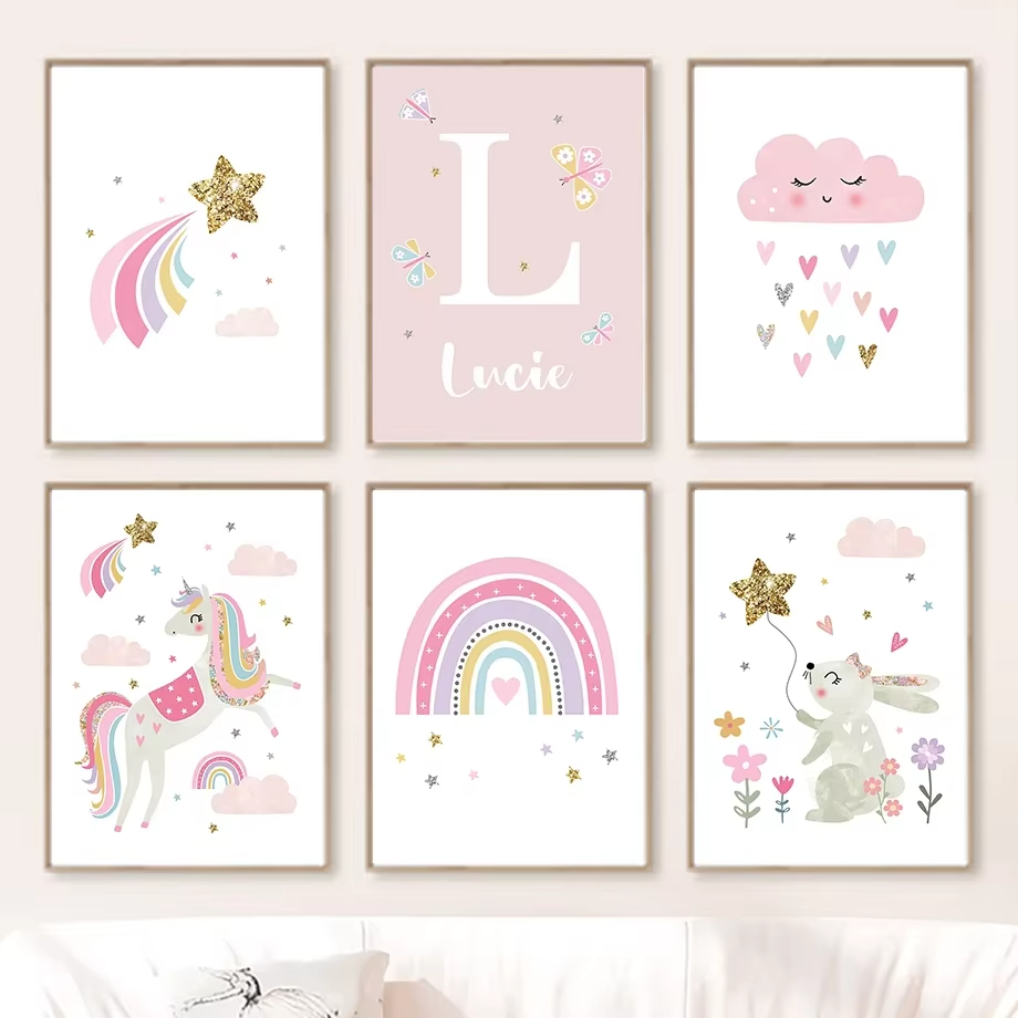 Pink Unicorn Rabbit Rainbow Cl - Baby Nursery Mirror 리뷰 및 가격