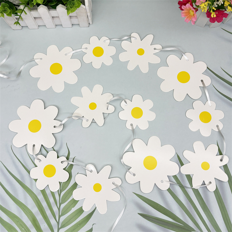 1Set White Daisy Flower Banner - Baby Nursery Bunting 리뷰 및 가격