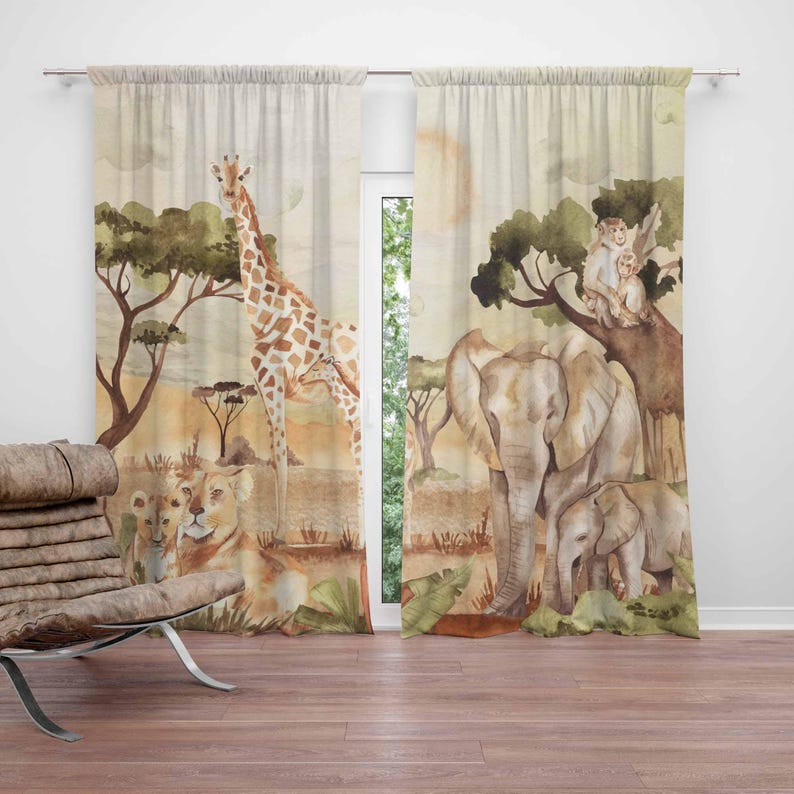 Mom and Baby Curtains Safari A - Blackout Curtain Nursery 리뷰 및 가격