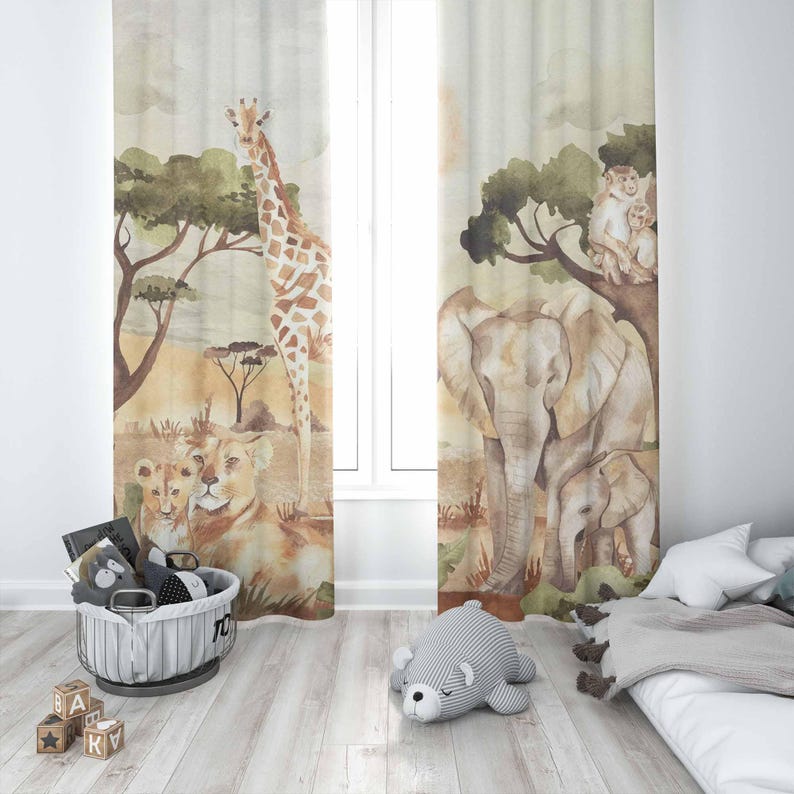 Mom and Baby Curtains Safari A - Blackout Curtain Nursery 리뷰 및 가격