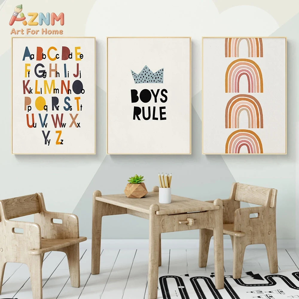 Rainbow Alphabet Poster Educat - Baby Nursery Things 리뷰 및 가격