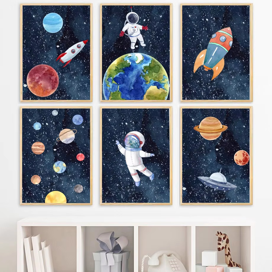 Space Astronaut Planet Rocket  - Baby Nursery Mirror 리뷰 및 가격