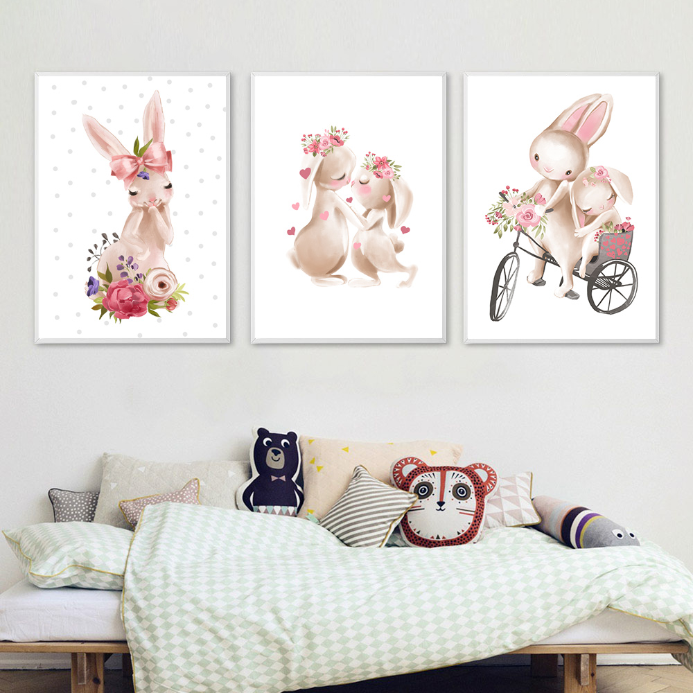 Rabbit animal print, pink flow - Baby Nursery Mirror 리뷰 및 가격