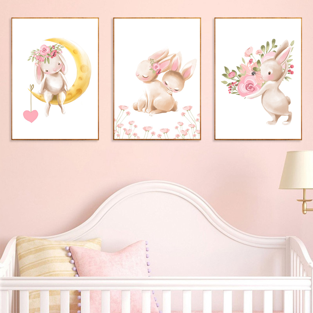 Rabbit animal print, pink flow - Baby Nursery Mirror 리뷰 및 가격