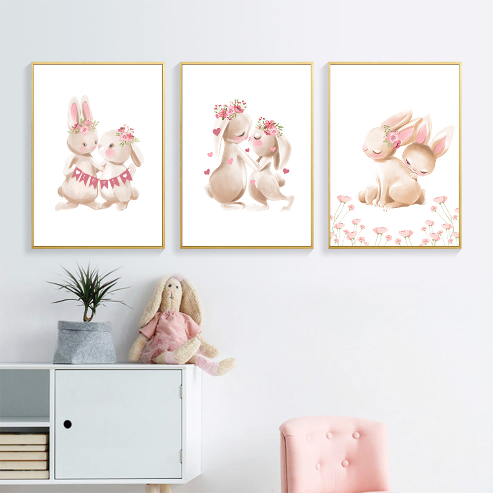 Rabbit animal print, pink flow - Baby Nursery Mirror 리뷰 및 가격