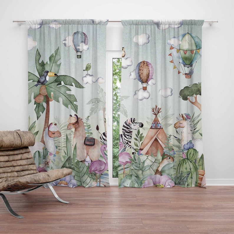 Safari Animals Party Nursery C - Blackout Curtain Nursery 리뷰 및 가격