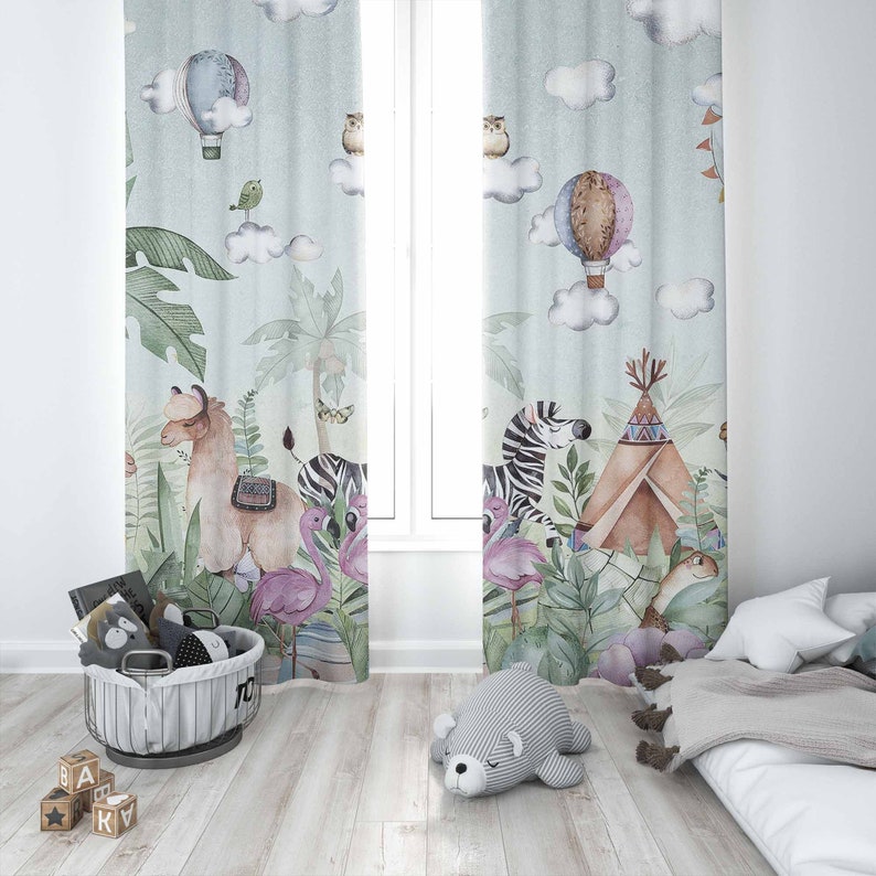 Safari Animals Party Nursery C - Blackout Curtain Nursery 리뷰 및 가격