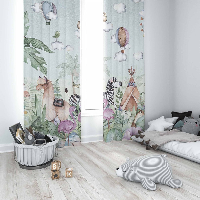 Safari Animals Party Nursery C - Blackout Curtain Nursery 리뷰 및 가격
