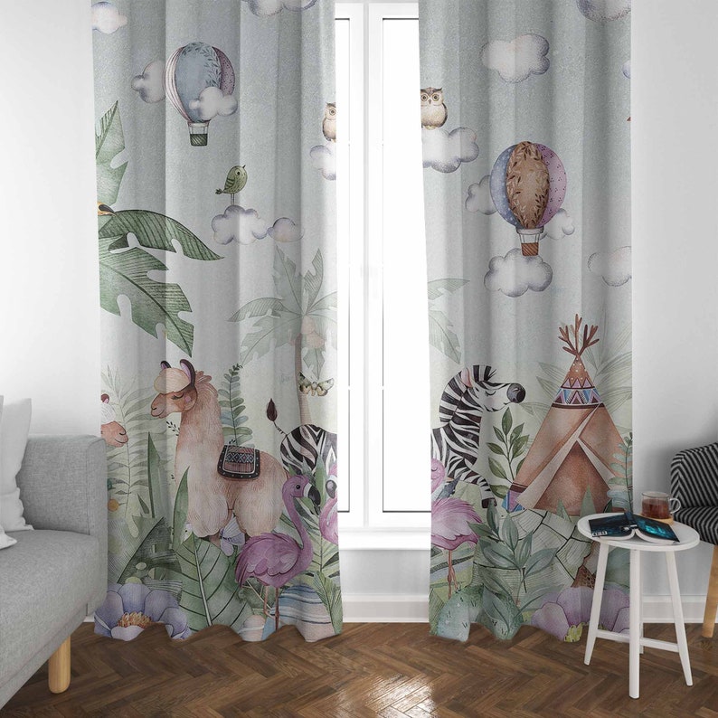 Safari Animals Party Nursery C - Blackout Curtain Nursery 리뷰 및 가격