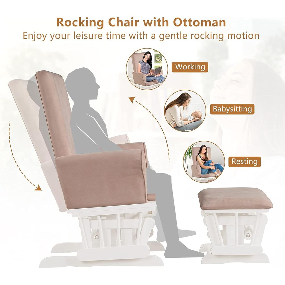 Wooden Glider and Ottoman Set, - Baby Nursery Ottoman 리뷰 및 가격