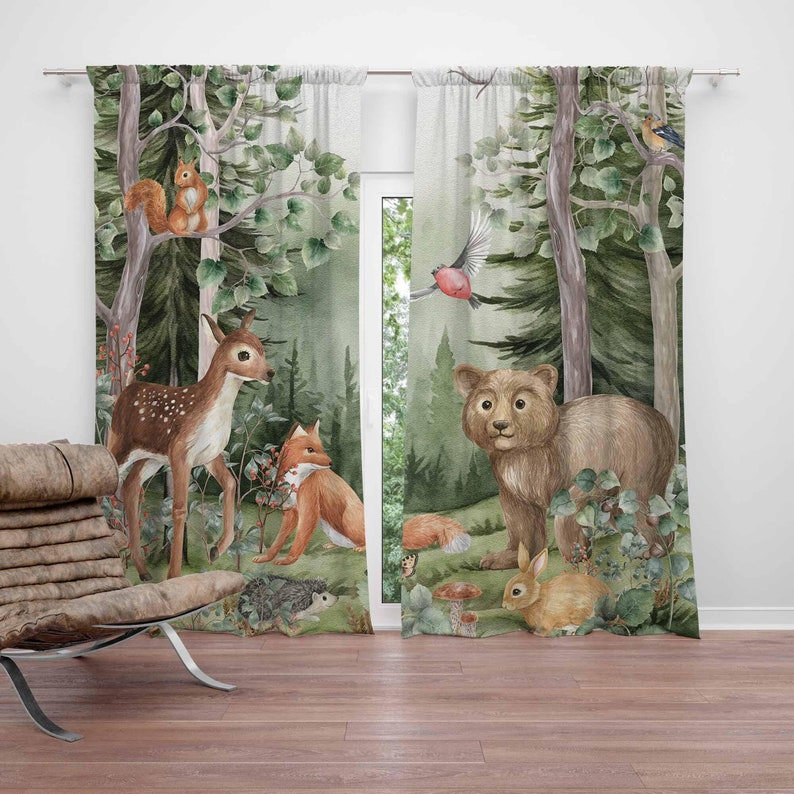 Woodland Animals Curtains Kids - Blackout Curtain Nursery 리뷰 및 가격