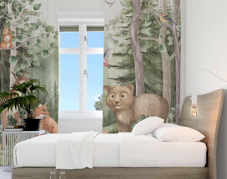 Woodland Animals Curtains Kids - Blackout Curtain Nursery 리뷰 및 가격