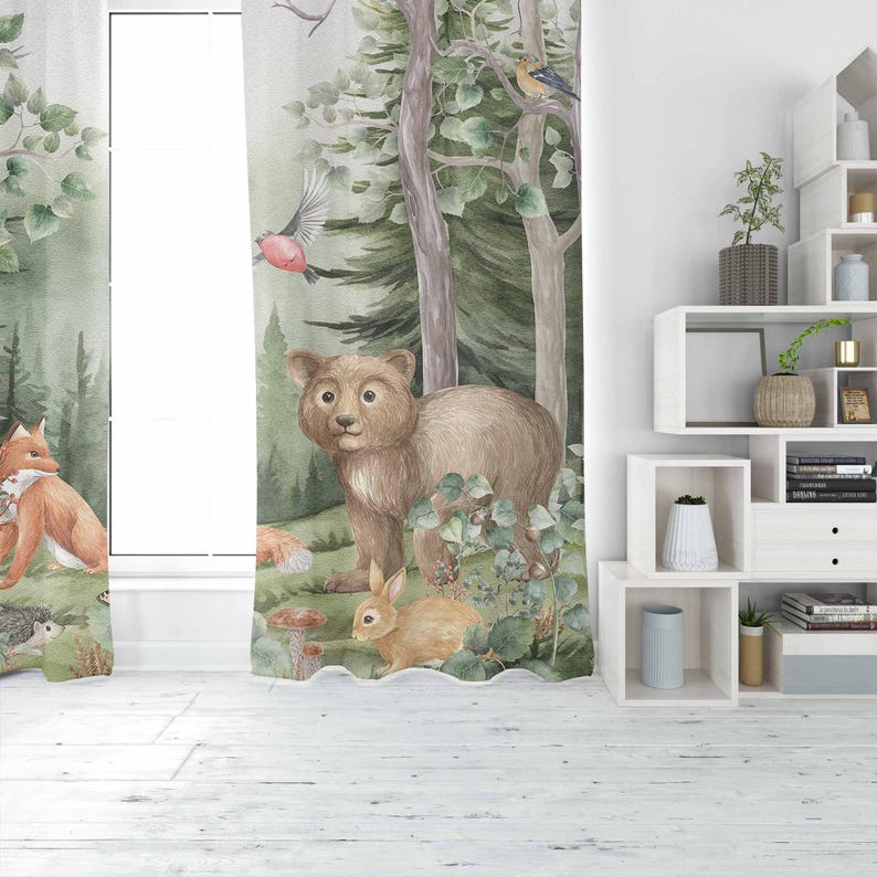 Woodland Animals Curtains Kids - Blackout Curtain Nursery 리뷰 및 가격
