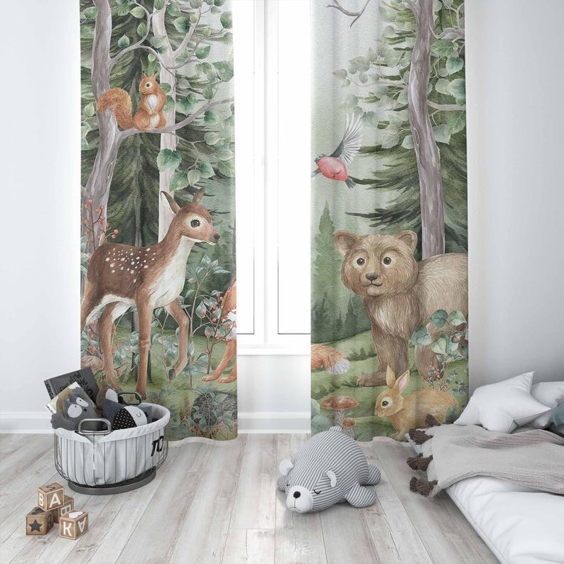 Woodland Animals Curtains Kids - Blackout Curtain Nursery 리뷰 및 가격