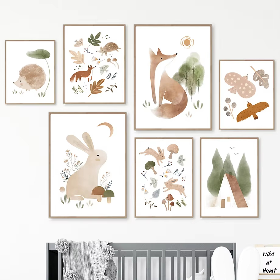 Boho Rabbit Fox Hedgehog Bird  - Baby Nursery Mirror 리뷰 및 가격
