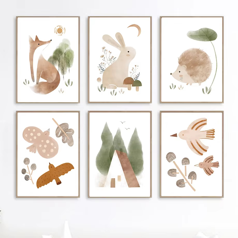 Boho Rabbit Fox Hedgehog Bird  - Baby Nursery Mirror 리뷰 및 가격