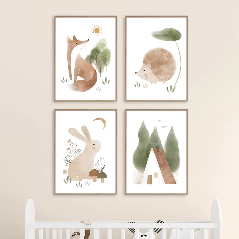 Boho Rabbit Fox Hedgehog Bird  - Baby Nursery Mirror 리뷰 및 가격