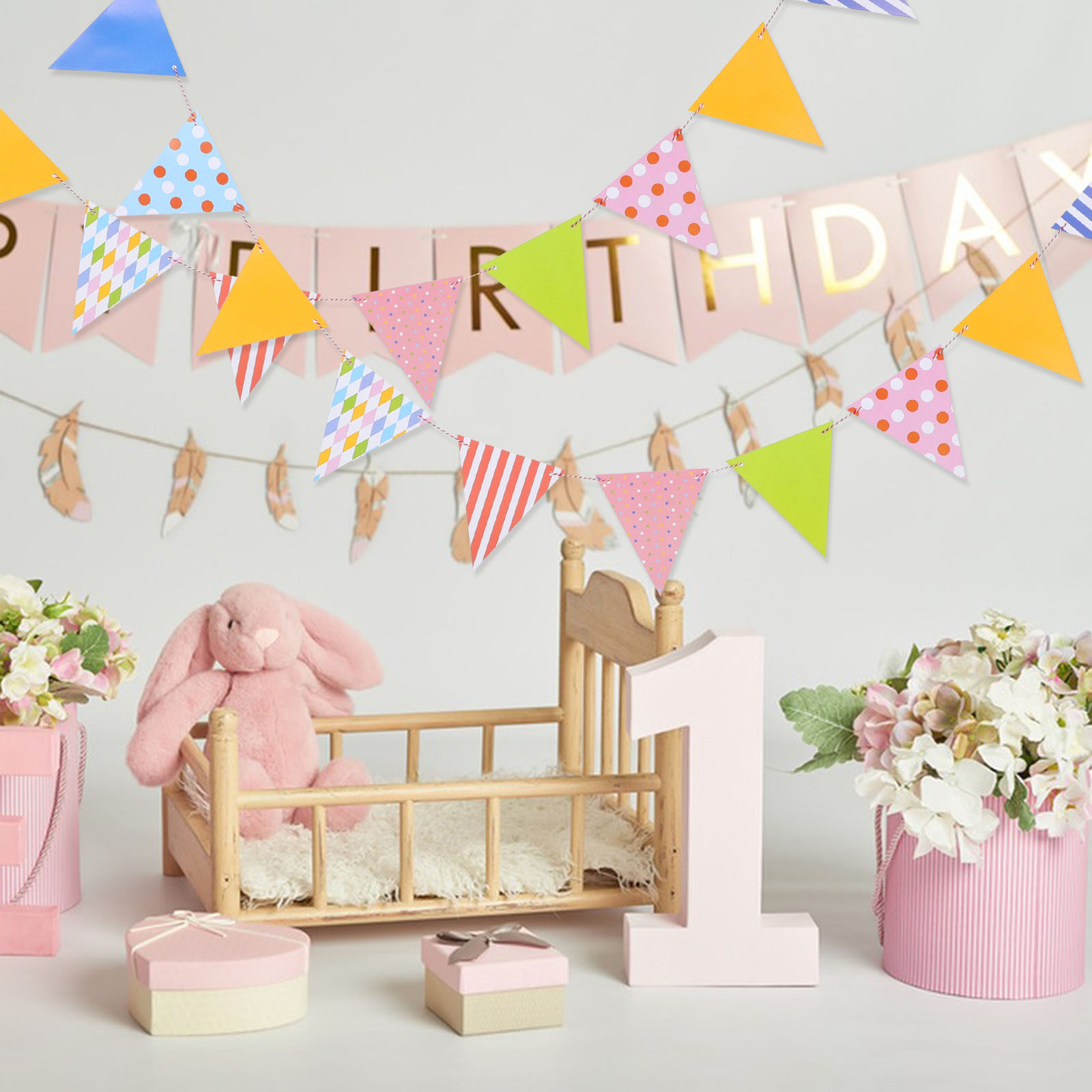 Triangle Paper Bunting Flags G - Baby Nursery Bunting 리뷰 및 가격