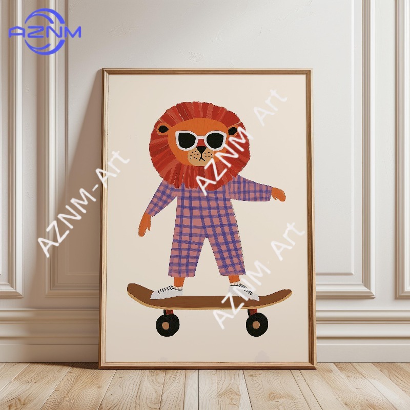 1PC Funny Animal Skateboarding - Baby Nursery Things 리뷰 및 가격