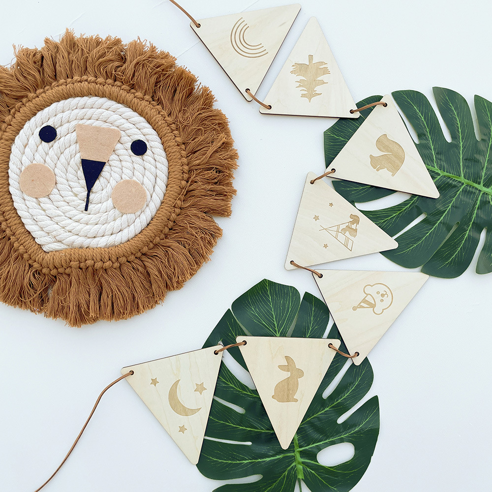 Nordic Wooden Triangle Flag Wa - Baby Nursery Bunting 리뷰 및 가격