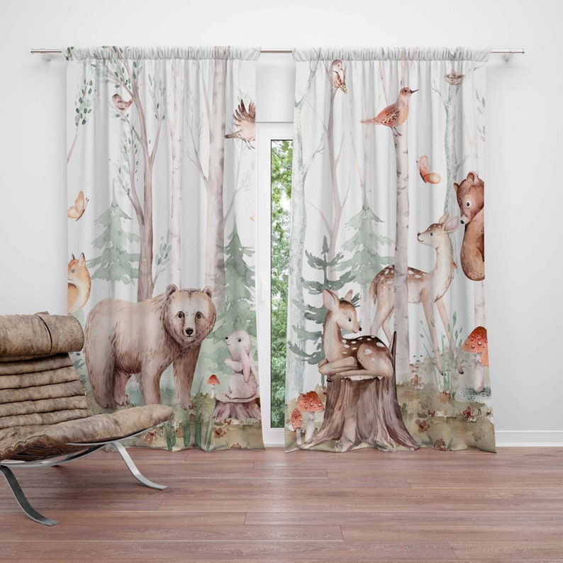 Forest Animals Curtains Kids N - Blackout Curtain Nursery 리뷰 및 가격
