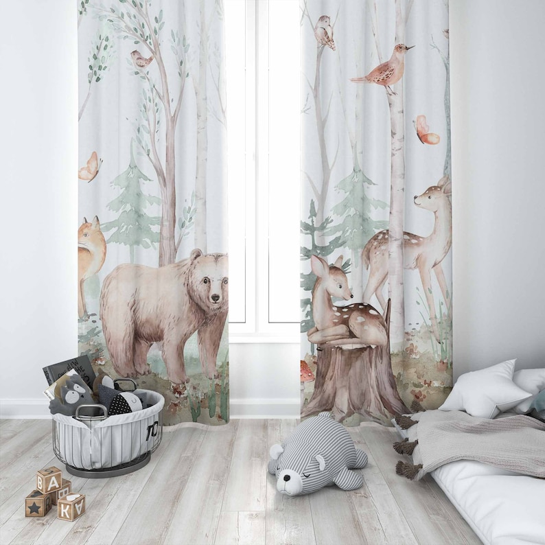 Forest Animals Curtains Kids N - Blackout Curtain Nursery 리뷰 및 가격