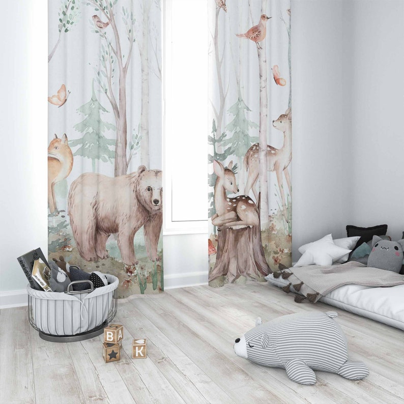 Forest Animals Curtains Kids N - Blackout Curtain Nursery 리뷰 및 가격
